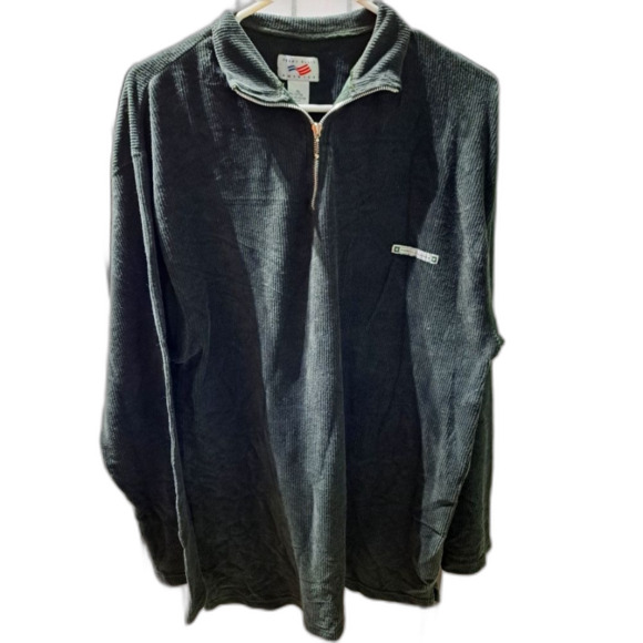 Vintage Perry Ellis America Pullover 1/4 zip Textured Green Shirt Men's size XL - Picture 1 of 7